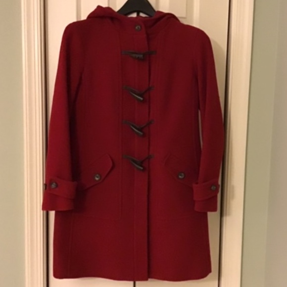 Talbots Jackets & Blazers - Talbots Red Wool Blend Hooded Toggle Coat 4P